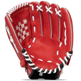 KRTOYUST® | Baseball Glove | Performance Composite Leather Baseball Mitts for Adult Youth | Baseball Softball Outfield Infield Mitts (Red, 12.5 Inch, Right Hand Throw)