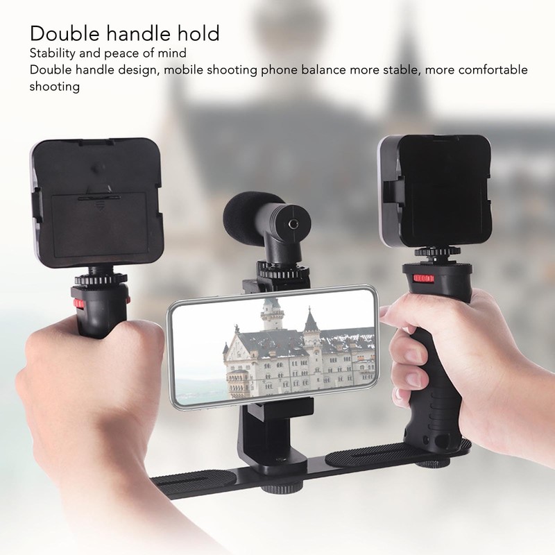 Smartphone Video Rig, Phone Stabilizer Tripod Mount Aluminum Alloy with