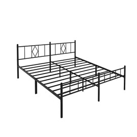 FONTOI King Size Bed Frame, 14 Inch Metal Platform Bed with Iron-Art Headboard & Footboard, Max 3500lbs Metal Slat Support, Bed Frame with No Box Spring Needed, Under Bed Storage, Black