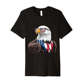 Patriotic Bald Eagle with American Flag Sunglasses for Men Premium T-Shirt