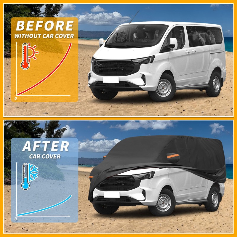 Partuto Car Cover Waterproof All Weather Sun Rain Protection Full