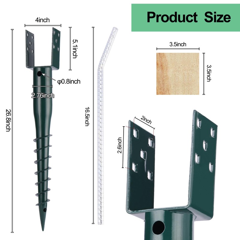 27inch No Dig Ground Screw Anchor Spike – U Shaped