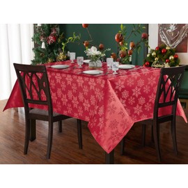 Home Beyond & HB design - 60 x 120 Inch Christmas Rectangular Tablecloth, Waterproof Spillproof Wrinkle Resistant Polyester Table Cover Protector, Red