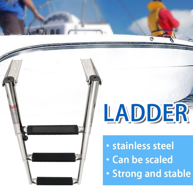 Mojiate Made 3 Step Ladder 316 Stainless Steel Telescoping Capacity