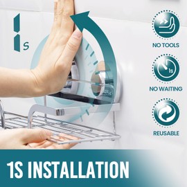 TAILI Shower Caddy Suction Cup 2 Pack, Heavy Duty Bathroom Basket, Bath Shelves for Inside,Stainless Steel Shower Holder Organizer for Bathroom Storage & Home Decor,No Drilling,Silver