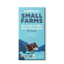 GoodSAM Organic Sea Salt & Nibs 70% Dark Chocolate (Pack of 10) - Non GMO, Vegan, Regenerative Farming, Direct Trade