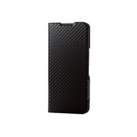 Elecom AQUOS wish4 (SH-52) Case Cover Folio Soft Leather TPU Shock Absorption Lightweight Thin Card Storage Pocket Stand Function Wallet Type Built-in Magnet Simple Carbon Black PM-S241PLFUCB