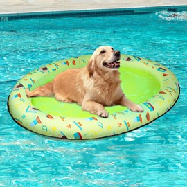 LovelyPaws Inflatable Dog Pool Float, 55 x 38” Dog Swimming Raft Floating Mat for Small Medium and Large Dogs - Up to 90lbs (Green)
