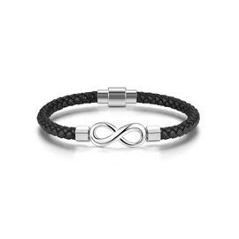 Jovivi Men's Bracelets Gifts for Men,Black Braided Leather Infinity Knot Bracelet for Men Gift for Birthday Christmas Mens jewellery Gifts for Him Man Boyfriend Husband Dad