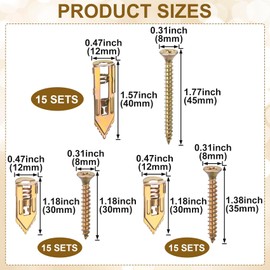 HINZIC 90PCS Self-Drilling Drywall Anchors, Zinc Plated Steel Screws and Anchors Kit Heavy Duty, No Drill or Holes in Wall, for Garden Statues, Patio Furniture, TV, Shelf Straps, Cabinets - 3 Sizes