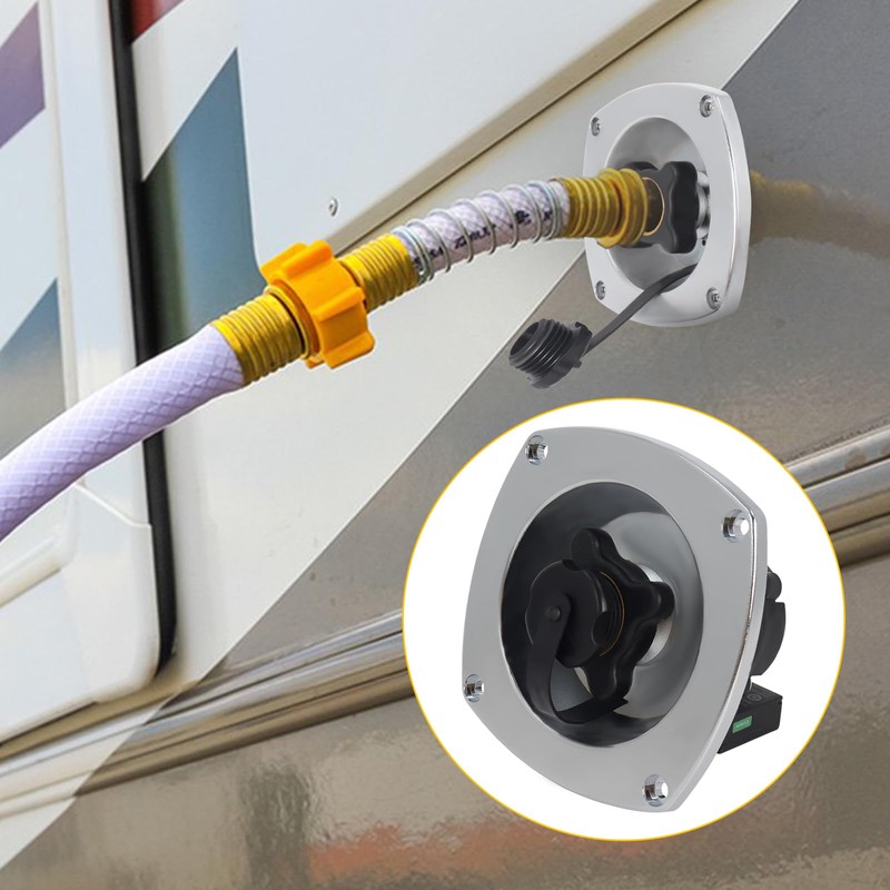 RV City Water Inlet with Pressure Reducing Valve,Chrome Water Fill