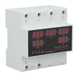 Automatic Transfer Switch, 63A 3P4W LED Display Adjustable Voltage Protector, Single Phase Generator Automatic Transfer Switch, Power Management for Indoor Outdoor Use (AC220V)