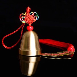 Good Luck Hanging Bell Door Opening Bell Chinese Feng Shui Bell with 5 Coins for Wealth and Healthy Car Home Hanging Pendant Wind Chime