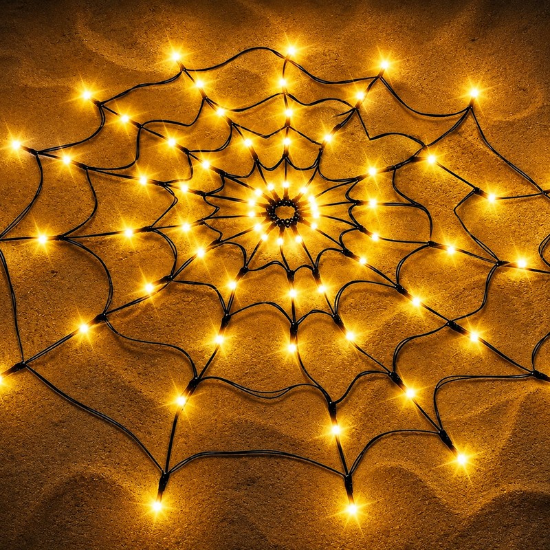 Halloween Spider Web LED Light for Party Décor – Purple