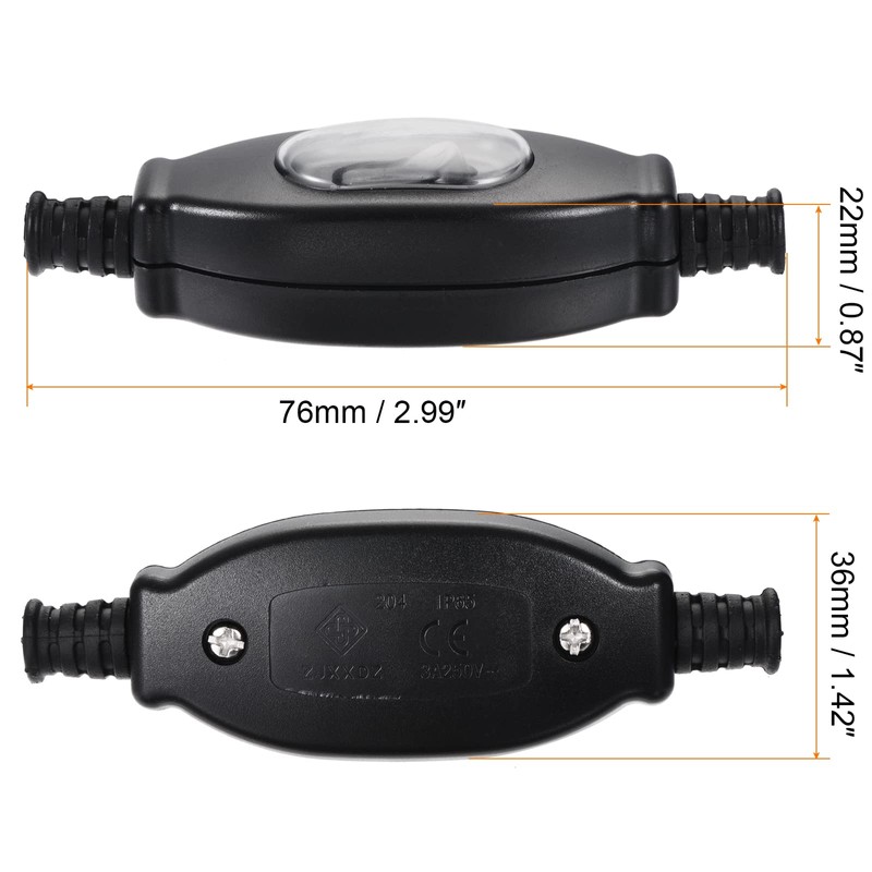 sourcing map Waterproof Appliance Switch, AC 250V 3A ON/Off Inline