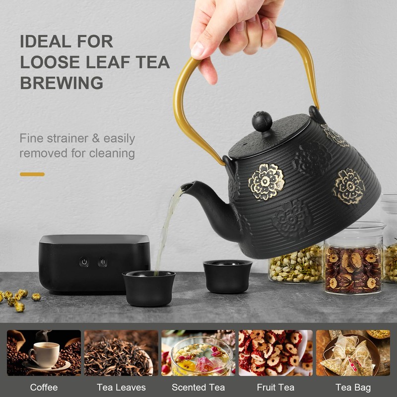 Ufine Cast Iron Teapot with Infuser for Loose Leaf Tea