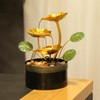 TiCin Tabletop Water Fountain with Gold Lotus Flowers, 9.8 x