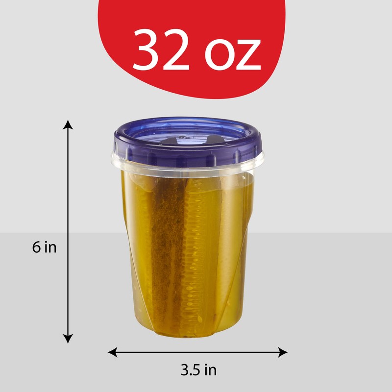 PLASTICPRO 6 Pack Twist Cap Food Storage Containers with Blue