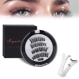 ZZJTPA Magnetic Eyelashes, 2 Pairs Natural Look Reusable Magnetic Eyelashes with Applicator, No Glue Required Magnetic Eyelashes, Easy to Wear and Remove