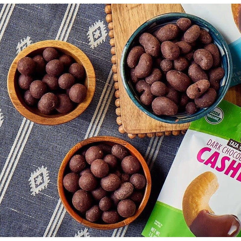 Taza Chocolate Organic Chocolate Covered Almonds, 87% Wicked Dark Chocolate,
