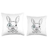 Drawing White Monocle Rabbit Eye Throw Pillow