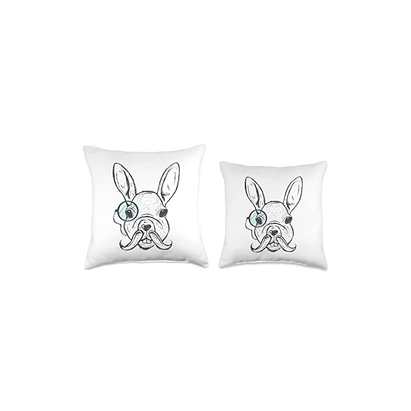 Drawing White Monocle Rabbit Eye Throw Pillow