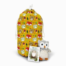 Happy Linen Company Girls Boys Kids Woodland Friends Animals Taupe 50 x 75 cm Reversible Foldable Toys Organiser Storage Bag