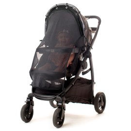 Sun Shade for Strollers (Large). Universal Adjustable SPF 30+ Sunshade with See Through. Your Baby Will See The World and Will Be Protected. Stroller Sun Shade Extender by IntiMom, Black