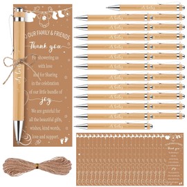 Kklolai 36 Sets Baby Shower Favors Gifts for Guest Baby Shower Retractable Ballpoint Pens with Thank You Bookmarks Gender Reveal Party Favor for Baby Shower Party Souvenirs Prizes (Retro)