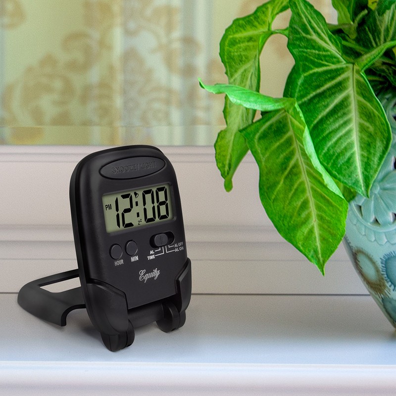 Equity by La Crosse 31302 LCD Fold-Up Travel Alarm Clock,Silver