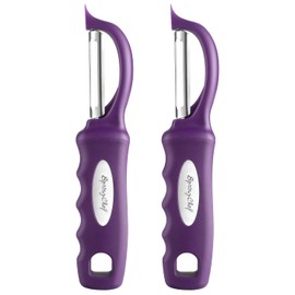 Spring Chef Premium Swivel Vegetable Peeler, Soft Grip Handle and Ultra Sharp Stainless Steel Blades - Perfect Kitchen Peeler for Veggie, Fruit, Potato, Carrot, Apple - Purple - Set of 2