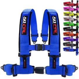 Blue 4 Point Harness for Bucket Seat, Push Button Release, 10 Color Options, Racing Harness, Race Car, Off Road Vehicle, UTV, RZR (1 Unit) [6042]