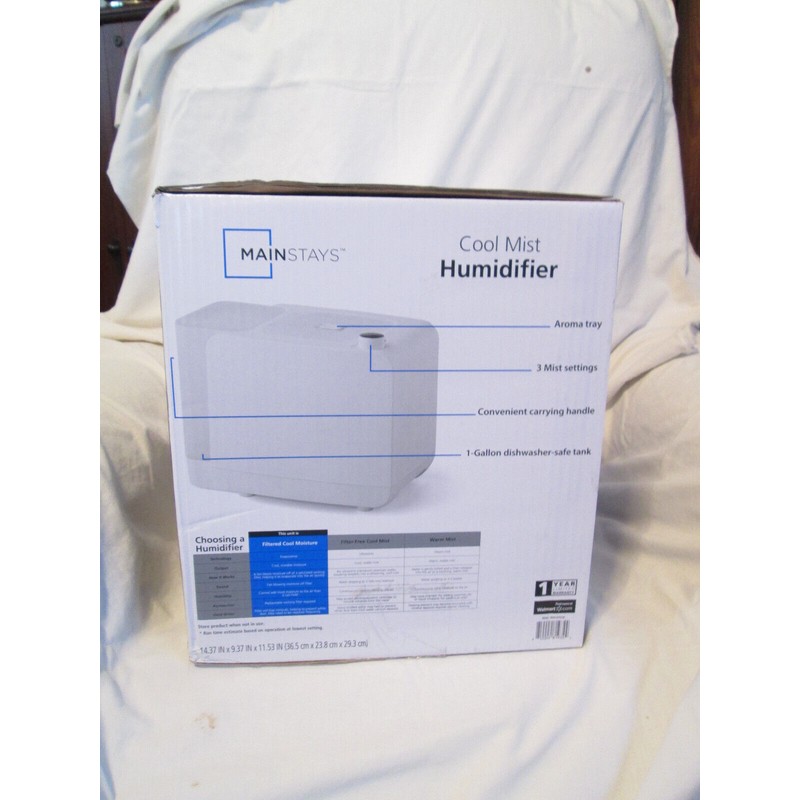 Mainstays Cool Mist Humidifier 1 gal MDH-0103JW White New In