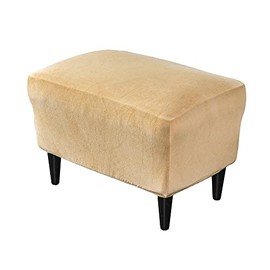 Stretch Ottoman Covers, Velvet Ottoman Slipcover Rectangle Storage Stool Cover Footstool Slipcover for Living Room Furniture Protector (Beige)