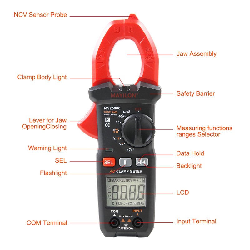MAYILON MY2600C Digital Current Clamp Meter Auto Ranging Multimeter Measures
