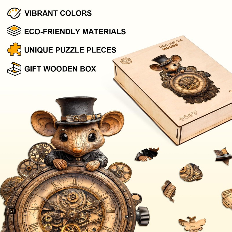 Wooden Puzzles for Adults, 155pcs Mechanical Mouse Wood Puzzle, Unique