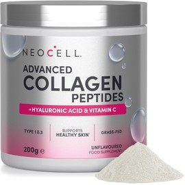 Collagen Powder 5000mg | Grass-Fed Hydrolysed Bovine Collagen Peptides (Type I, III) with Vitamin C & Hyaluronic Acid | Supplement for Women & Men | Unflavoured | 200g | NeoCell