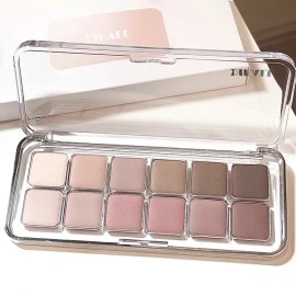 12-Color Matte Eyeshadow Palette Highly Pigmented Blendable Makeup Eyeshadow Powder Natural Finish Long Lasting Eye Makeup Palette for Everyday Use