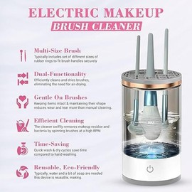 Electric Makeup Brush Cleaner: Cosmetic Automatic Spin Make Up Brush Cleaner Cleanser Machine, Complete Make Up Brush Cleaner Kit with Mat - A Perfect Brush Cleaner Make Up Gift for Women!
