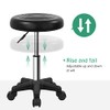 FURWOO Round Swivel Stool with Wheels PU Leahter Rolling Stool