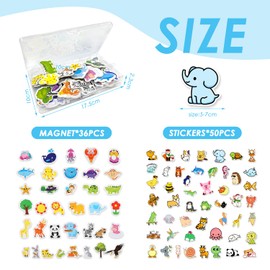 36 Pieces Of Animal Magnets, 50 Animal Stickers, Animal Set Decoration, Children'S Educational Wall Stickers, Creative Refrigerator Magnets
