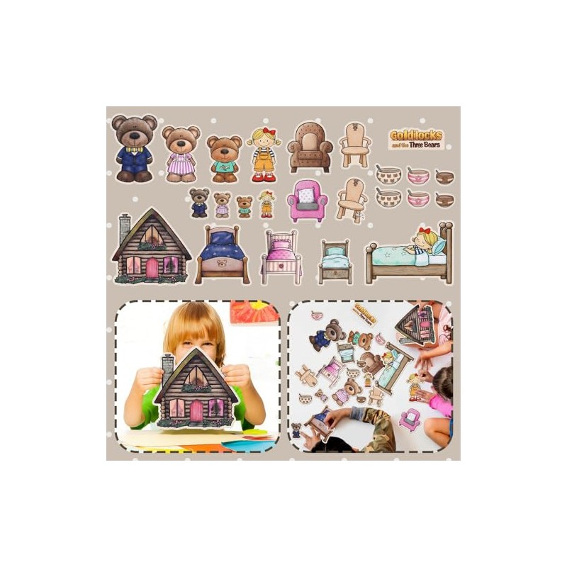 Peryiter 24 Pack Goldilocks and The Three Bears Felt Board