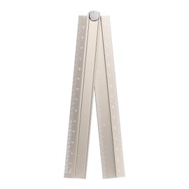 HARFINGTON Folding Straight Ruler 30cm Metric Aluminum Alloy Protractor Foldable Angle Ruler Geometric Measuring Tool with Angle Line for Architects Artists Office, Khaki