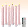 FCMSHAMD Pink Spiral Flameless Taper Candles, 9.8 Inch Flickering Candles