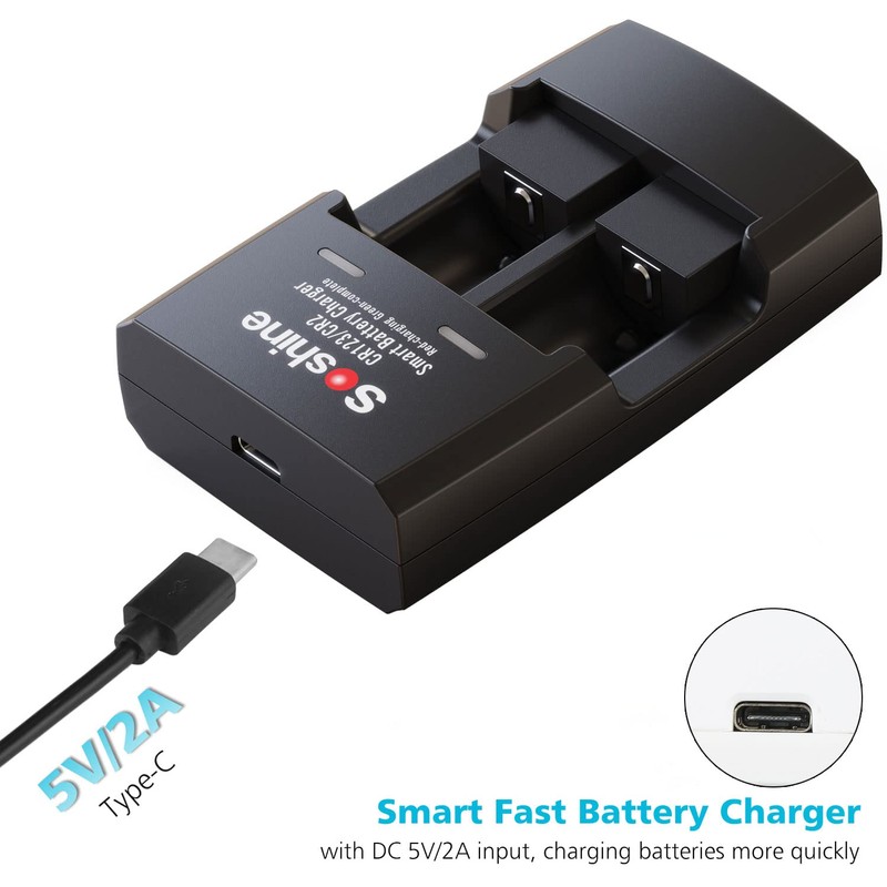 Soshine CR2 RCR123A Battery Charger for RCR123 16340 CR2 15270