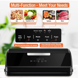 90Kpa Food Vacuum Sealer Machine, Precision Vacuum Sealer for Food with Built-in Cutter & Built-in Storage, Dry& Moist& EXT-Vac& Pulse, 14-in-1 Vacuum Sealer with Vacuum Bags