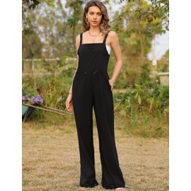 BMJL Womens Black Jumpsuits Casual Loose Rompers Sleeveless Wide Leg Pants Overalls Summer Outfits with Pockets(Black,S)