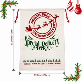 Xmas Gift Bags CNMTCCO 3 Packs Xmas Gift Bags, Santa Canvas Bag With Drawstring 27" X 19" For Party Festival Xmas Package Storage Or Large Xmas Package Storage,Christmas Large Gift Bags