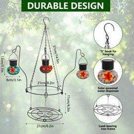Solar Hummingbird Feeder with Hanging Planter - 3 Glass Balls, Solar Lights, Bee Resistant & Leakproof Design, Outdoor Garden Decor Gift for Bird Lovers