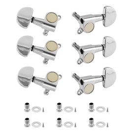 QWORK 6-Pack Guitar Tuning Pegs - Universal 3L+3R Machine Heads Knobs Tuning Keys for Acoustic and Electric Guitars - High Quality Zinc Alloy Metal Tuners with Installation Accessories
